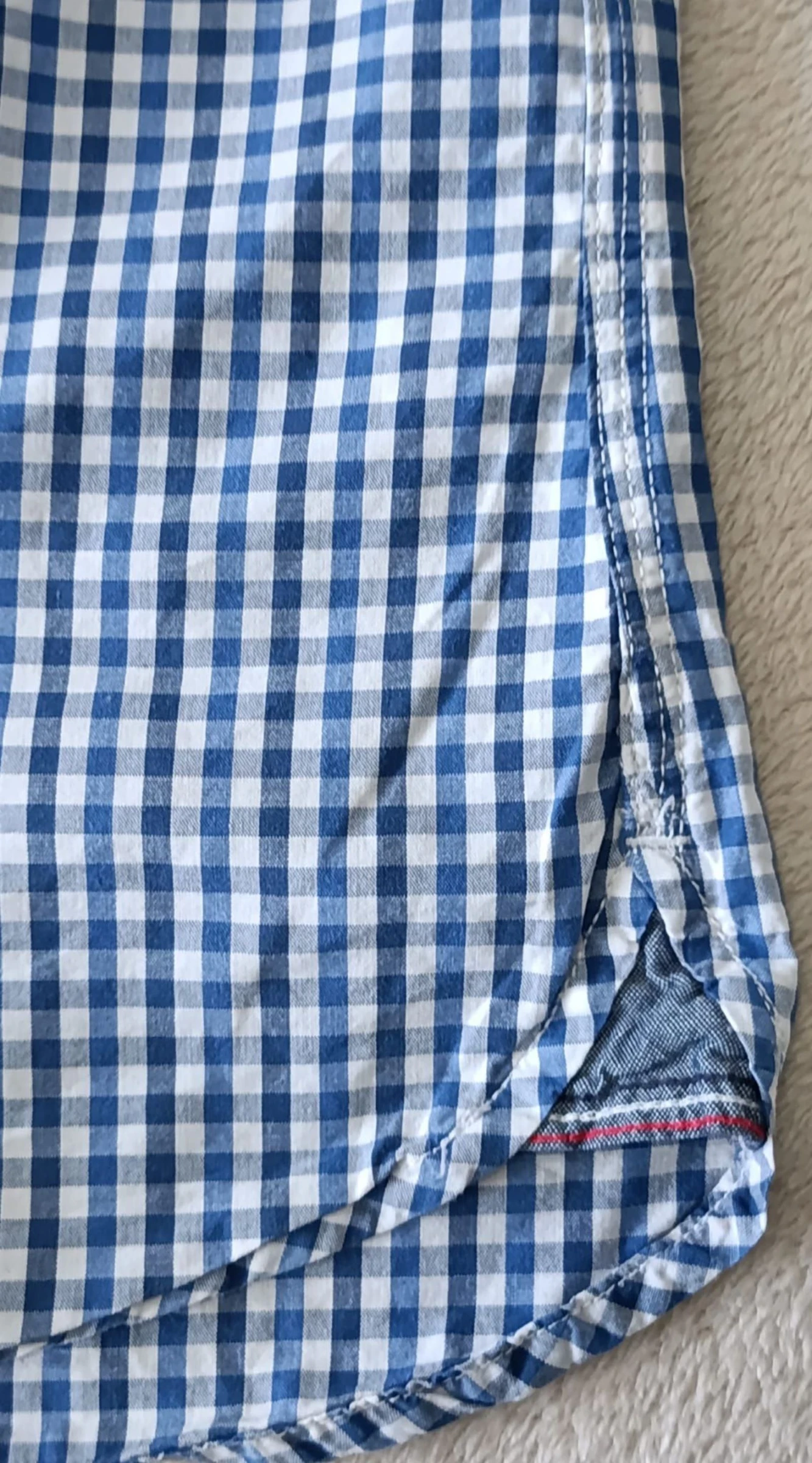 Camisa Tommy Jeans azul a cuadros blancos Logo bordado Talla M – photo 12